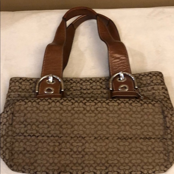 Coach Satchel - fabric with leather handles - Picture 6 of 7